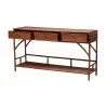 Baxton Studio Bali and Pari Brier Marbled Tortoise Natural Rattan Console Table - Angled and Opened - Baxton Studio Bali and Pari Brier Marbled Tortoise Natural Rattan Console Table - Angled and Opened