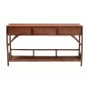 Baxton Studio Bali and Pari Brier Marbled Tortoise Natural Rattan Console Table - Front - Baxton Studio Bali and Pari Brier Marbled Tortoise Natural Rattan Console Table - Front