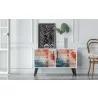 Manhattan Comfort Mid-Century- Modern Amsterdam Double Side Table 2.0 with 3 Shelves in Multi Color Red and Blue - Manhattan Comfort Mid-Century- Modern Amsterdam Double Side Table 2.0 with 3 Shelves in Multi Color Red and Blue