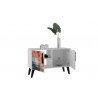 Manhattan Comfort Mid-Century- Modern Amsterdam Double Side Table 2.0 with 3 Shelves in Multi Color Red and Blue Open