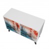 Manhattan Comfort Mid-Century- Modern Amsterdam Double Side Table 2.0 with 3 Shelves in Multi Color Red and Blue Top