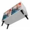Manhattan Comfort Mid-Century- Modern Amsterdam Double Side Table 2.0 with 3 Shelves in Multi Color Red and Blue Bottom