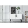 Manhattan Comfort Mid-Century- Modern Amsterdam Double Side Table 2.0 with 3 Shelves in White - Manhattan Comfort Mid-Century- Modern Amsterdam Double Side Table 2.0 with 3 Shelves in White