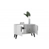 Manhattan Comfort Mid-Century- Modern Amsterdam Double Side Table 2.0 with 3 Shelves in White Open