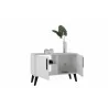 Manhattan Comfort Mid-Century- Modern Amsterdam Double Side Table 2.0 with 3 Shelves in White Open - Manhattan Comfort Mid-Century- Modern Amsterdam Double Side Table 2.0 with 3 Shelves in White Open