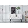 Manhattan Comfort Mid-Century- Modern Amsterdam Double Side Table 2.0 with 3 Shelves in White Marble