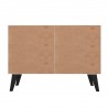 Manhattan Comfort Mid-Century- Modern Amsterdam Double Side Table 2.0 with 3 Shelves in White Marble Back