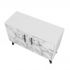 Manhattan Comfort Mid-Century- Modern Amsterdam Double Side Table 2.0 with 3 Shelves in White Marble Top