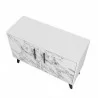 Manhattan Comfort Mid-Century- Modern Amsterdam Double Side Table 2.0 with 3 Shelves in White Marble Top - Manhattan Comfort Mid-Century- Modern Amsterdam Double Side Table 2.0 with 3 Shelves in White Marble Top