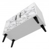 Manhattan Comfort Mid-Century- Modern Amsterdam Double Side Table 2.0 with 3 Shelves in White Marble Bottom