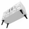 Manhattan Comfort Mid-Century- Modern Amsterdam Double Side Table 2.0 with 3 Shelves in White Marble Bottom - Manhattan Comfort Mid-Century- Modern Amsterdam Double Side Table 2.0 with 3 Shelves in White Marble Bottom