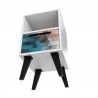 Manhattan Comfort Mid-Century- Modern Amsterdam Nightstand 1.0 with 1 Shelf in Multi Color Red and Blue Bottom