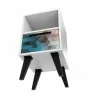 Manhattan Comfort Mid-Century- Modern Amsterdam Nightstand 1.0 with 1 Shelf in Multi Color Red and Blue Bottom - Manhattan Comfort Mid-Century- Modern Amsterdam Nightstand 1.0 with 1 Shelf in Multi Color Red and Blue Bottom