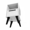 Manhattan Comfort Mid-Century- Modern Amsterdam Nightstand 1.0 with 1 Shelf in White Bottom - Manhattan Comfort Mid-Century- Modern Amsterdam Nightstand 1.0 with 1 Shelf in White Bottom