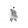 Manhattan Comfort Mid-Century- Modern Amsterdam Nightstand 1.0 with 1 Shelf in White MarbleOpen