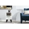 Manhattan Comfort Mid-Century- Modern Amsterdam Nightstand 1.0 with 1 Shelf in White Marble Front - Manhattan Comfort Mid-Century- Modern Amsterdam Nightstand 1.0 with 1 Shelf in White Marble Front