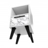 Manhattan Comfort Mid-Century- Modern Amsterdam Nightstand 1.0 with 1 Shelf in White Marble Bottom