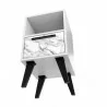 Manhattan Comfort Mid-Century- Modern Amsterdam Nightstand 1.0 with 1 Shelf in White Marble Bottom - Manhattan Comfort Mid-Century- Modern Amsterdam Nightstand 1.0 with 1 Shelf in White Marble Bottom