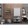 Manhattan Comfort Hampton 26.77 Display Cabinet 6 Shelves and Solid Wood Legs in Off White