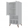 Manhattan Comfort Hampton 26.77 Display Cabinet 6 Shelves and Solid Wood Legs in Off White Open
