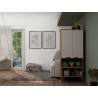 Manhattan Comfort Hampton 26.77 Display Cabinet 6 Shelves and Solid Wood Legs in Off White and Maple Cream