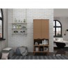 Manhattan Comfort Hampton 26.77 Display Cabinet 6 Shelves and Solid Wood Legs in Maple Cream