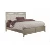 Alpine Furniture Silver Dreams Queen / Standard King Panel Bed w/Upholstered Headboard, Silver - Front Side Angle - Alpine Furniture Silver Dreams Queen / Standard King Panel Bed w/Upholstered Headboard, Silver - Front Side Angle