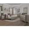Alpine Furniture Silver Dreams Queen / Standard King Panel Bed w/Upholstered Headboard, Silver - Lifestyle