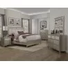 Alpine Furniture Silver Dreams Queen / Standard King Panel Bed w/Upholstered Headboard, Silver - Lifestyle - Alpine Furniture Silver Dreams Queen / Standard King Panel Bed w/Upholstered Headboard, Silver - Lifestyle