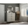 Manhattan Comfort Rockefeller 5-Drawer Tall Dresser with Metal Legs In Off White - Manhattan Comfort Rockefeller 5-Drawer Tall Dresser with Metal Legs In Off White