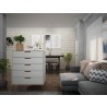 Manhattan Comfort Rockefeller 5-Drawer Tall Dresser with Metal Legs In Off White Front