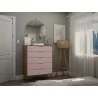 Manhattan Comfort Rockefeller 5-Drawer Tall Dresser with Metal Legs In Pink Front - Manhattan Comfort Rockefeller 5-Drawer Tall Dresser with Metal Legs In Pink Front