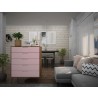 Manhattan Comfort Rockefeller 5-Drawer Tall Dresser with Metal Legs In Pink