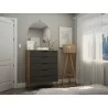 Manhattan Comfort Rockefeller 5-Drawer Tall Dresser with Metal Legs In Grey - Manhattan Comfort Rockefeller 5-Drawer Tall Dresser with Metal Legs In Grey