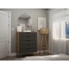 Manhattan Comfort Rockefeller 5-Drawer Tall Dresser with Metal Legs In Grey