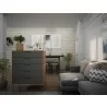 Manhattan Comfort Rockefeller 5-Drawer Tall Dresser with Metal Legs In Grey Front - Manhattan Comfort Rockefeller 5-Drawer Tall Dresser with Metal Legs In Grey Front