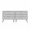 Manhattan Comfort Rockefeller 6-Drawer Double Low Dresser with Metal Legs in White Front - Manhattan Comfort Rockefeller 6-Drawer Double Low Dresser with Metal Legs in White Front