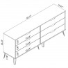 Manhattan Comfort Rockefeller 6-Drawer Double Low Dresser with Metal Legs