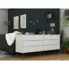 Manhattan Comfort Rockefeller 6-Drawer Double Low Dresser with Metal Legs in White - Manhattan Comfort Rockefeller 6-Drawer Double Low Dresser with Metal Legs in White