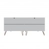 Manhattan Comfort Rockefeller 6-Drawer Double Low Dresser with Metal Legs in White Back