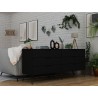 Manhattan Comfort Rockefeller 6-Drawer Double Low Dresser with Metal Legs in Black Side