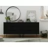 Manhattan Comfort Rockefeller 6-Drawer Double Low Dresser with Metal Legs in Black - Manhattan Comfort Rockefeller 6-Drawer Double Low Dresser with Metal Legs in Black