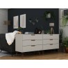 Manhattan Comfort Rockefeller 6-Drawer Double Low Dresser with Metal Legs in Off White Side