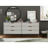 Manhattan Comfort Rockefeller 6-Drawer Double Low Dresser with Metal Legs in Off White