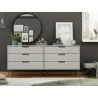Manhattan Comfort Rockefeller 6-Drawer Double Low Dresser with Metal Legs in Off White - Manhattan Comfort Rockefeller 6-Drawer Double Low Dresser with Metal Legs in Off White