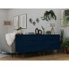 Manhattan Comfort Rockefeller 6-Drawer Double Low Dresser with Metal Legs in Blue