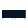 Manhattan Comfort Rockefeller 6-Drawer Double Low Dresser with Metal Legs in Blue Back