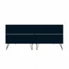 Manhattan Comfort Rockefeller 6-Drawer Double Low Dresser with Metal Legs in Blue Back - Manhattan Comfort Rockefeller 6-Drawer Double Low Dresser with Metal Legs in Blue Back