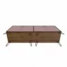 Manhattan Comfort Rockefeller 6-Drawer Double Low Dresser with Metal Legs in Pink Bottom - Manhattan Comfort Rockefeller 6-Drawer Double Low Dresser with Metal Legs in Pink Bottom