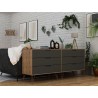 Manhattan Comfort Rockefeller 6-Drawer Double Low Dresser with Metal Legs in Grey